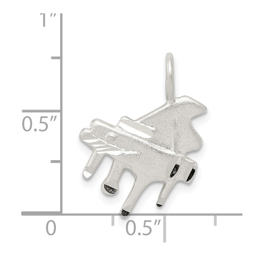 Sterling Silver Diamond Cut Grand Piano Pendant QC4777