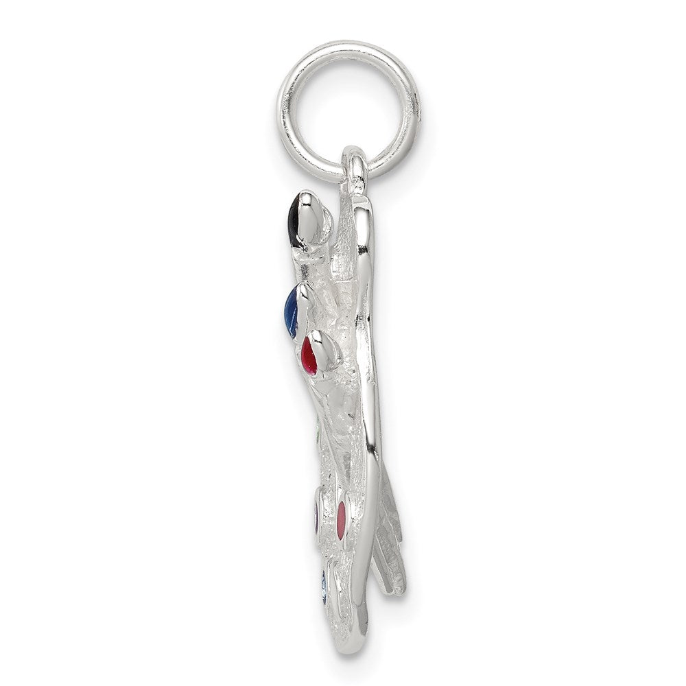 Sterling Silver Rhodium-plated Enameled Painting Palette Charm QC4780