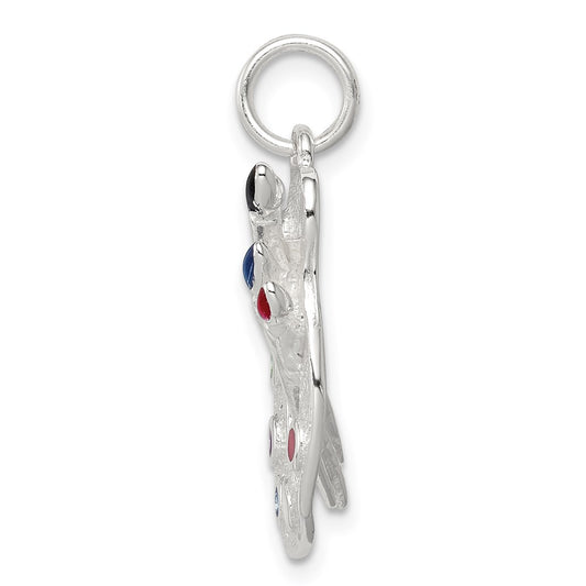 Sterling Silver Rhodium-plated Enameled Painting Palette Charm QC4780