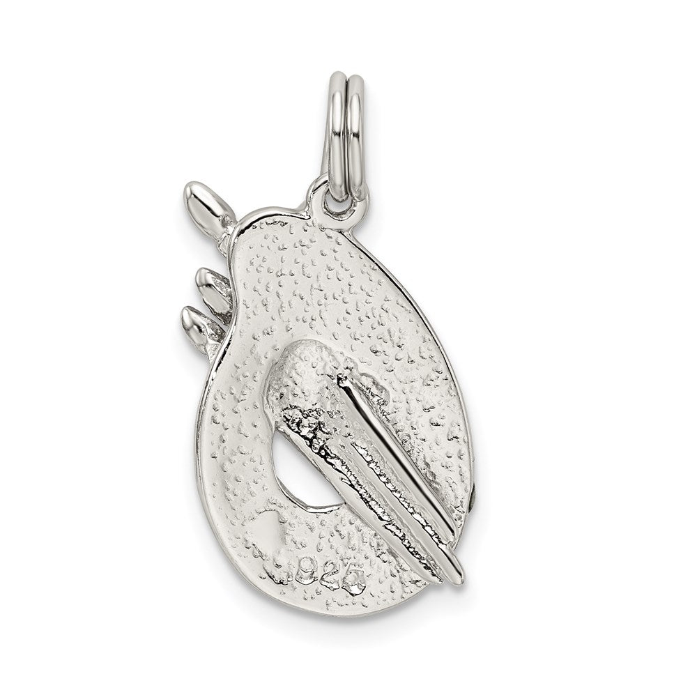 Sterling Silver Rhodium-plated Enameled Painting Palette Charm QC4780