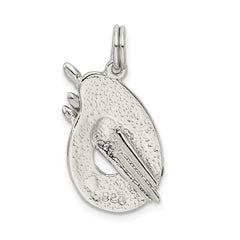 Sterling Silver Rhodium-plated Enameled Painting Palette Charm QC4780
