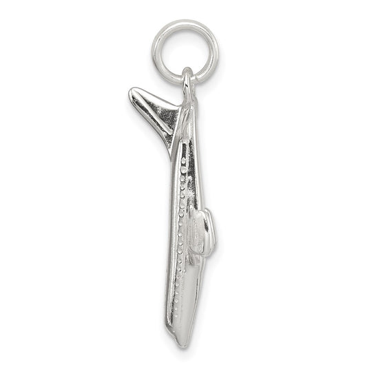 Sterling Silver Rhodium-plated Airplane Charm QC4791