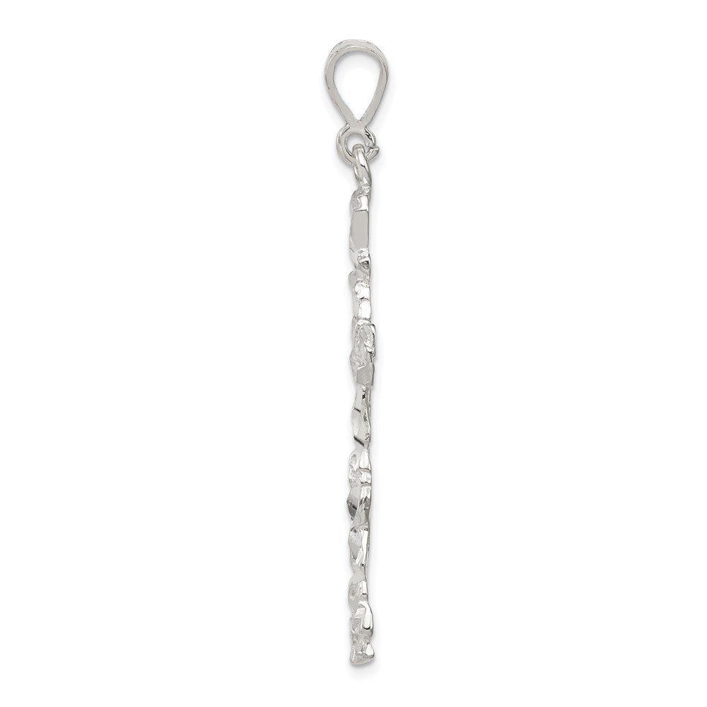 Sterling Silver Diamond -Cut Cross Pendant QC480
