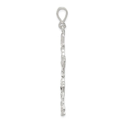 Sterling Silver Diamond -Cut Cross Pendant QC480