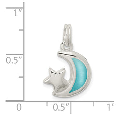 Sterling Silver Blue Enameled Moon & Star Charm QC4809