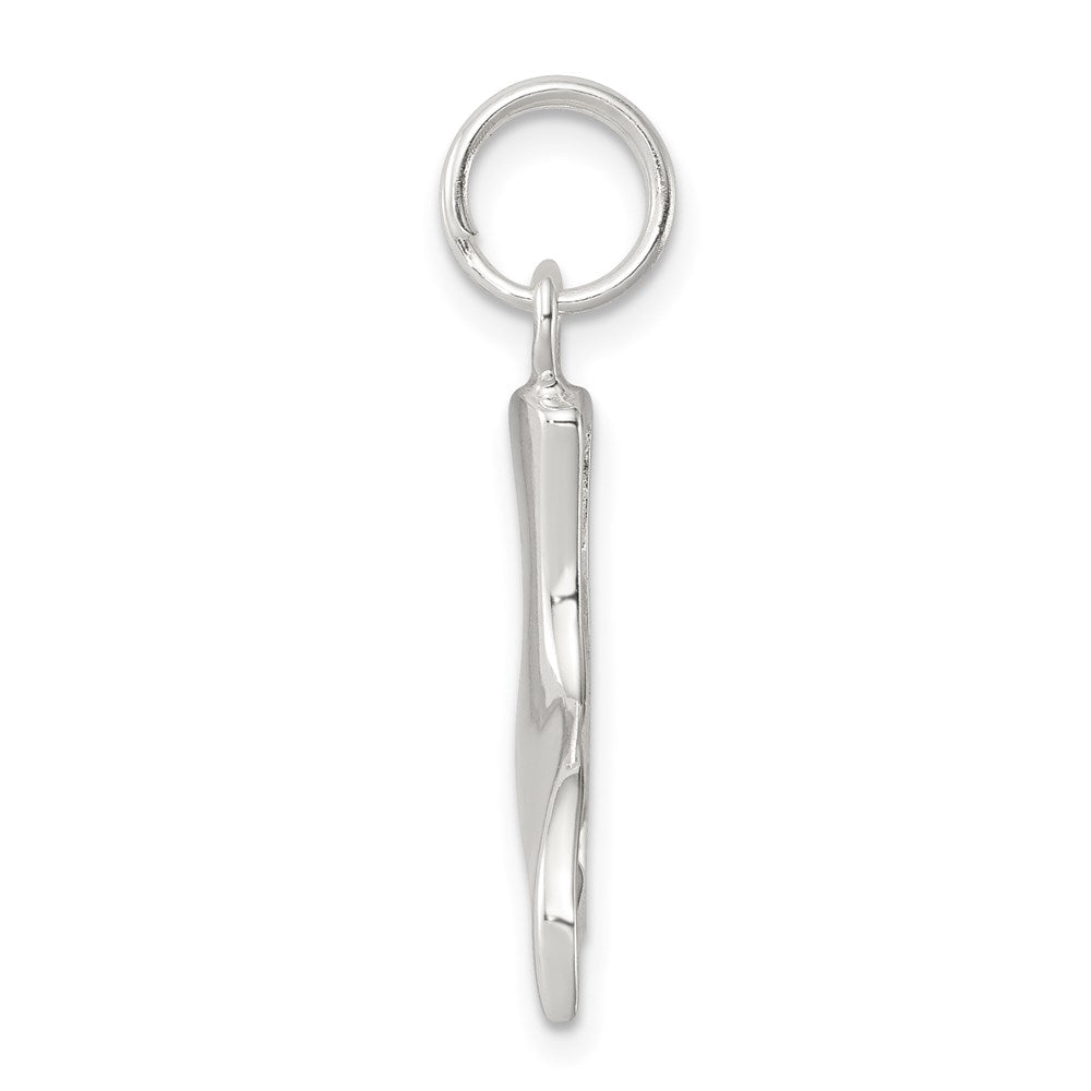Sterling Silver Rhodium-plated Whale Tail Charm QC4884