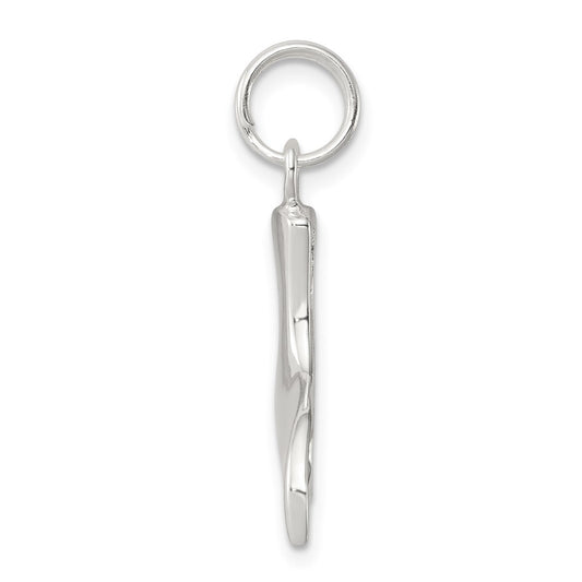 Sterling Silver Rhodium-plated Whale Tail Charm QC4884