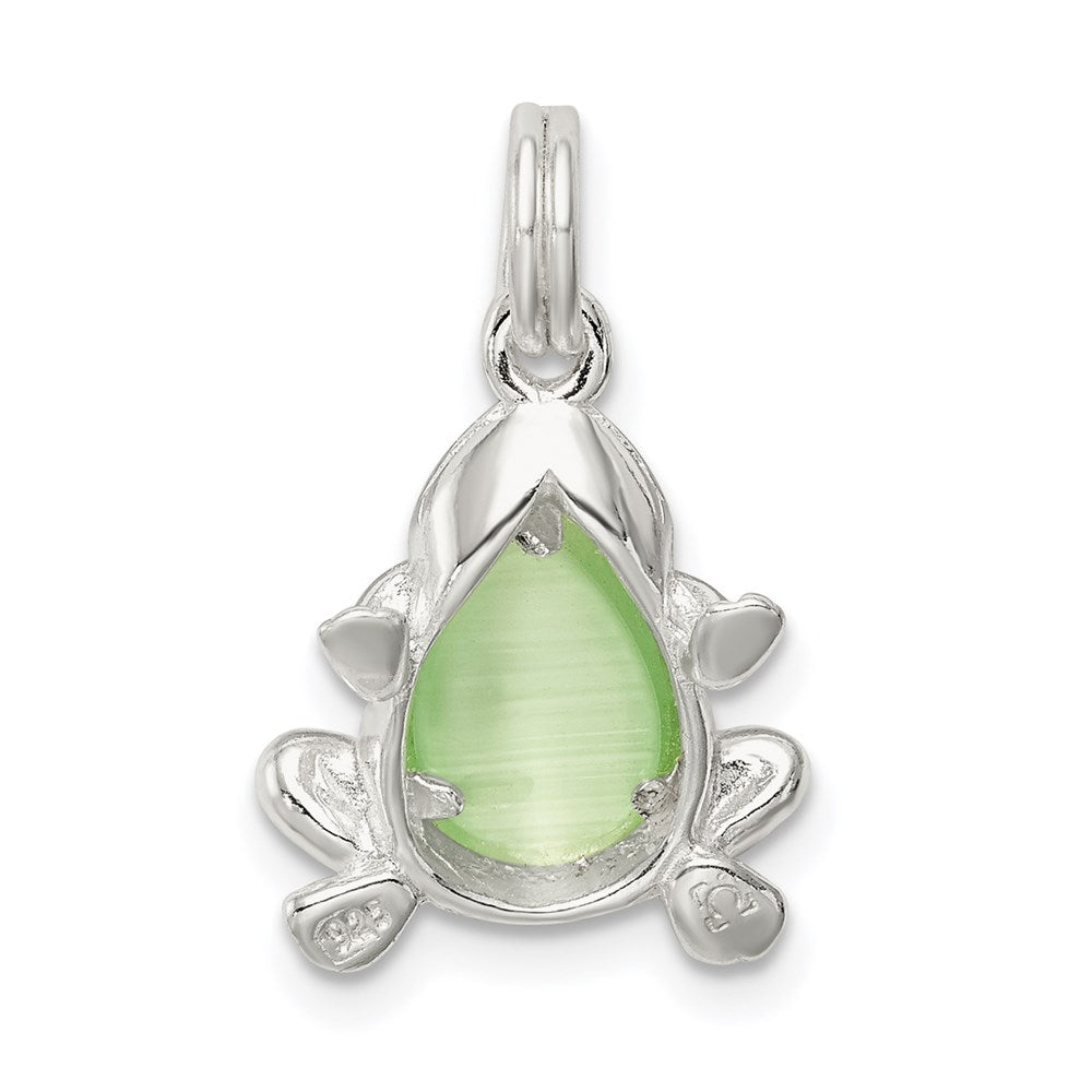 Sterling Silver Green Cats Eye Frog Charm QC4887