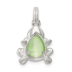 Sterling Silver Green Cats Eye Frog Charm QC4887