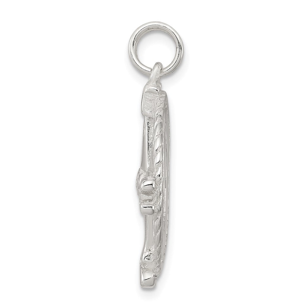 Sterling Silver Rhodium-plated Compass Charm QC4964