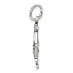 Sterling Silver Antiqued Sailboat in Wheel Charm QC4965
