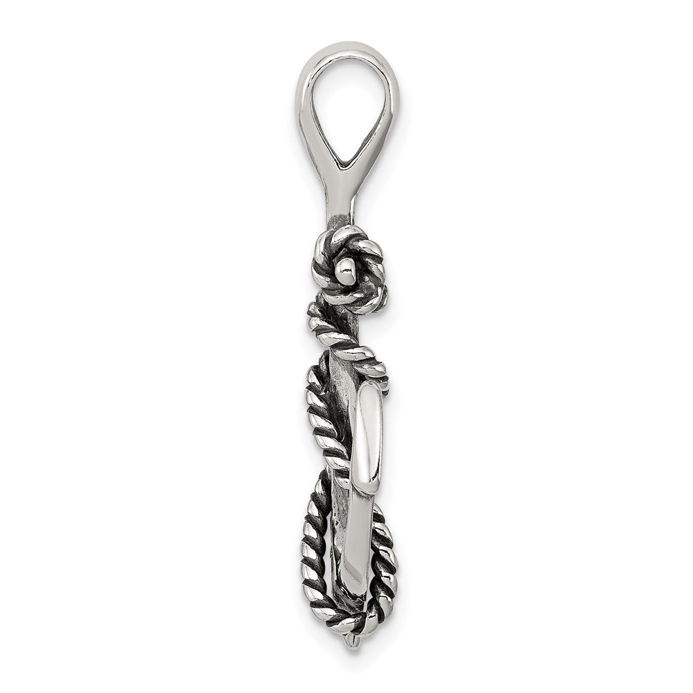 Sterling Silver Antiqued Anchor and Rope Pendant QC4972