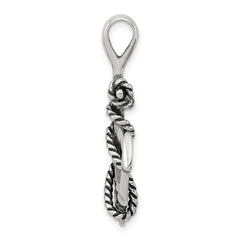 Sterling Silver Antiqued Anchor and Rope Pendant QC4972