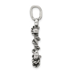 Sterling Silver 3D Antiqued Anchor and Rope Pendant QC4977