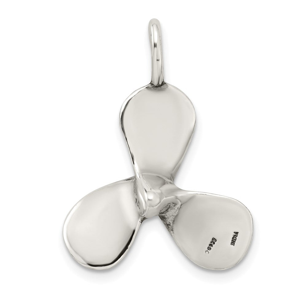 Sterling Silver 3D Antiqued Large Boat Propeller Charm QC4980