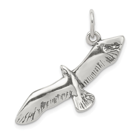 Sterling Silver Antiqued Wing Spread Seagull Charm QC5010