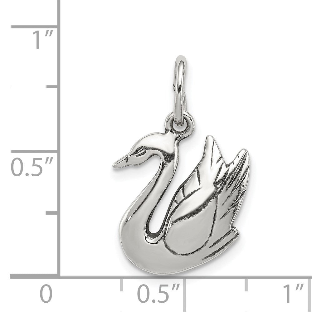 Sterling Silver Antiqued Swan Charm QC5013