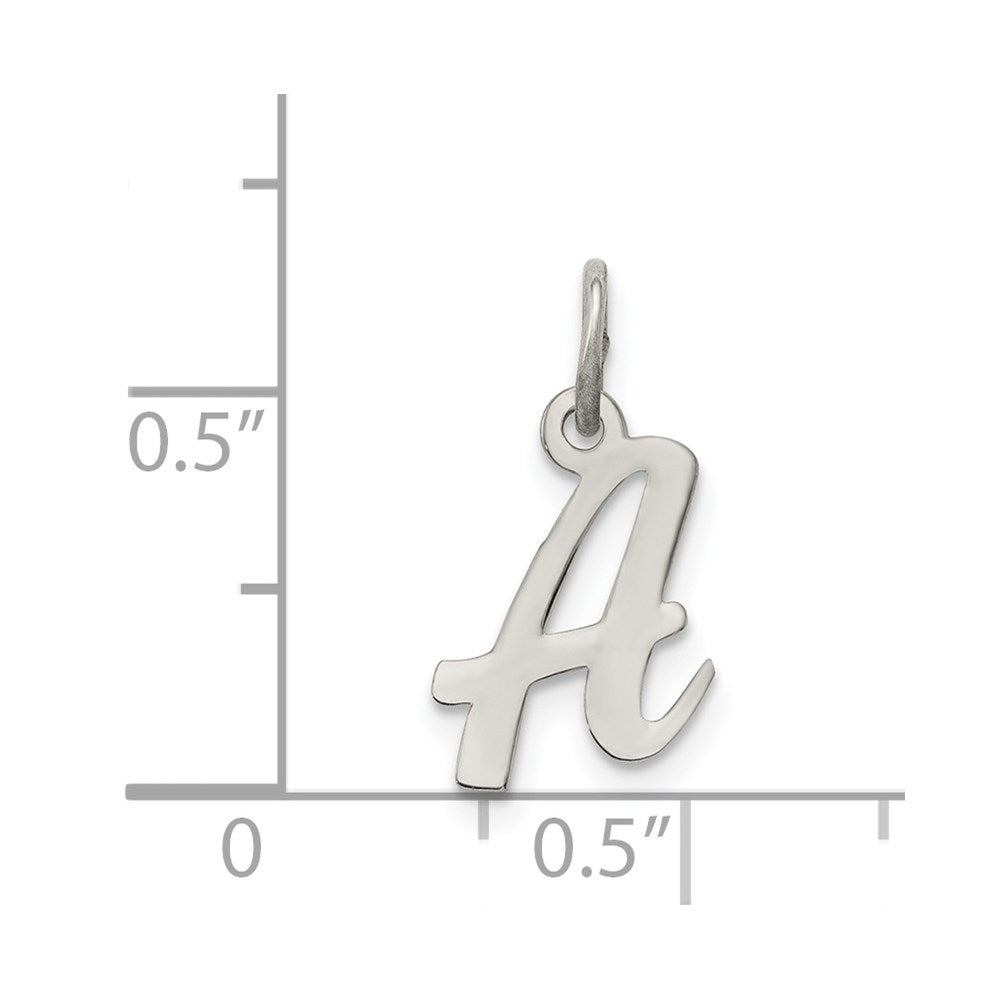 Sterling Silver Rhodium-plated Script Letter A Initial Charm QC5080A