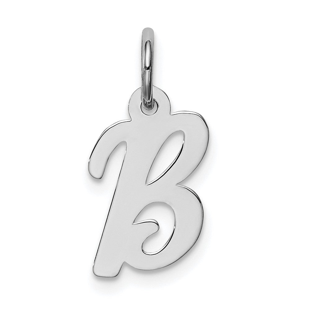 Sterling Silver Rhodium-plated Script Letter B Initial Charm QC5080B