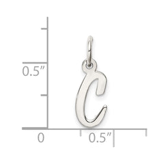 Sterling Silver Rhodium-plated Script Letter C Initial Charm QC5080C