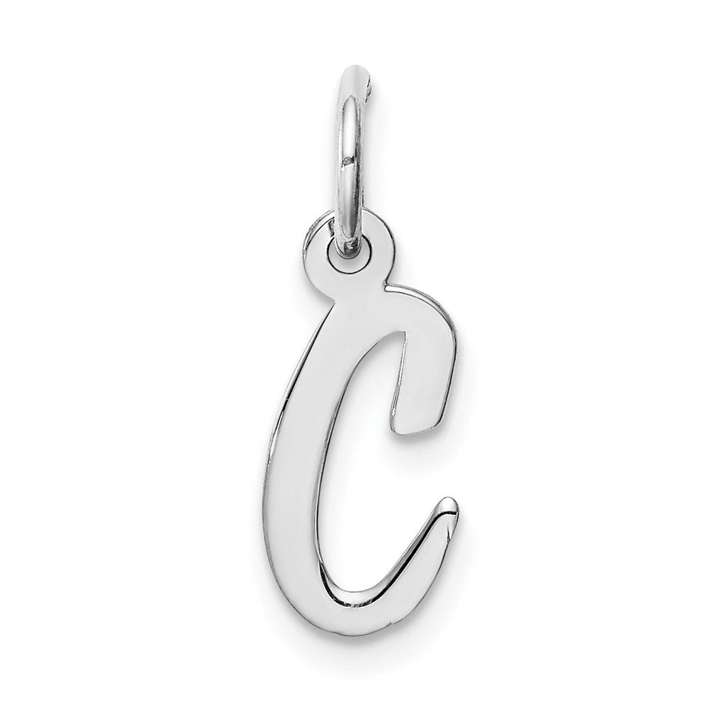 Sterling Silver Rhodium-plated Script Letter C Initial Charm QC5080C