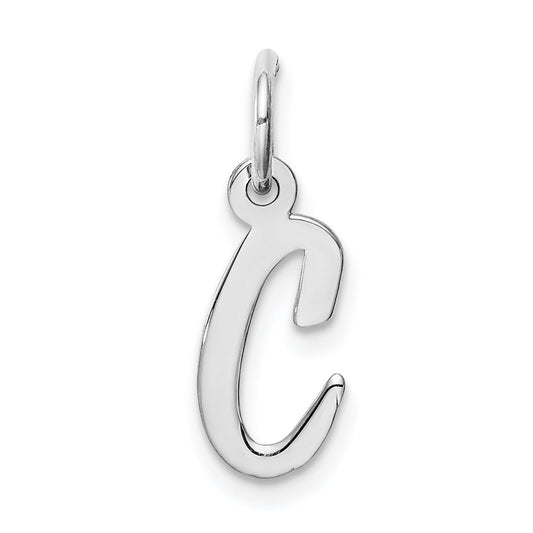 Sterling Silver Rhodium-plated Script Letter C Initial Charm QC5080C