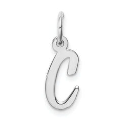 Sterling Silver Rhodium-plated Script Letter C Initial Charm QC5080C
