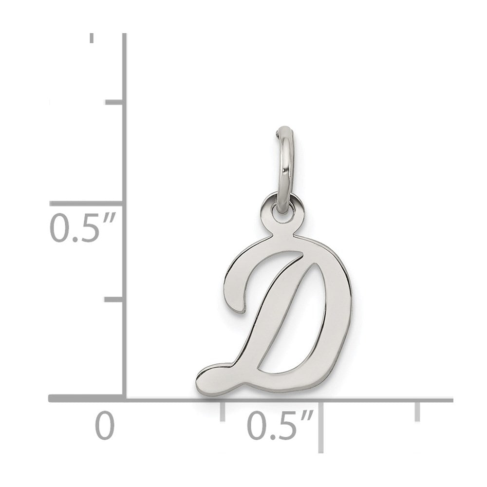 Sterling Silver Rhodium-plated Script Letter D Initial Charm QC5080D