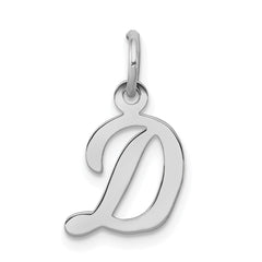Sterling Silver Rhodium-plated Script Letter D Initial Charm QC5080D