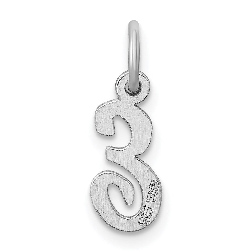 Sterling Silver Rhodium-plated Script Letter E Initial Charm QC5080E