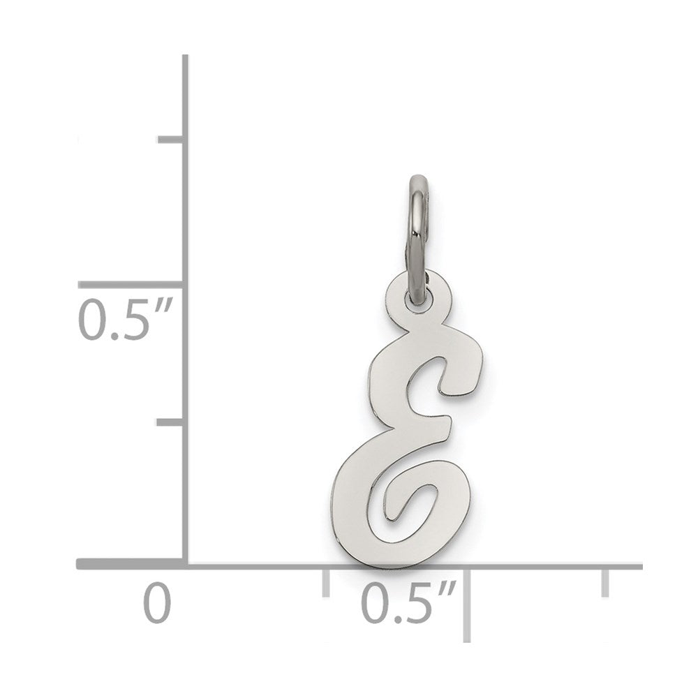 Sterling Silver Rhodium-plated Script Letter E Initial Charm QC5080E