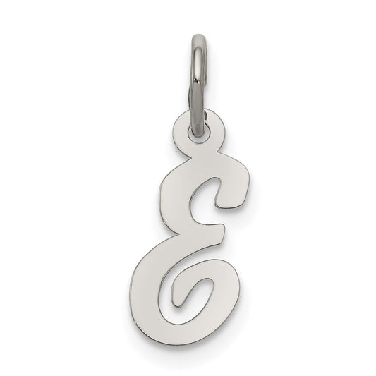 Sterling Silver Rhodium-plated Script Letter E Initial Charm QC5080E