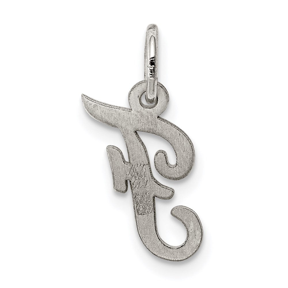 Sterling Silver Rhodium-plated Script Letter F Initial Charm QC5080F