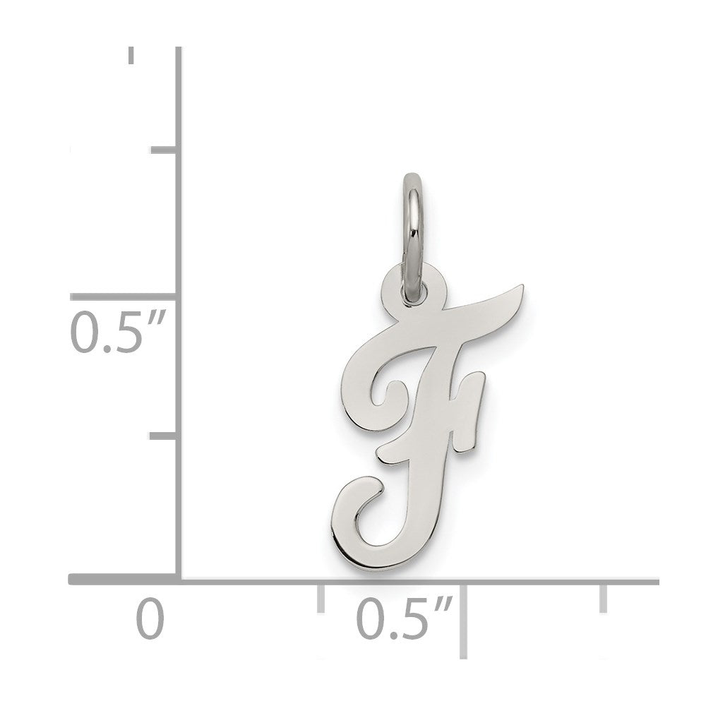 Sterling Silver Rhodium-plated Script Letter F Initial Charm QC5080F