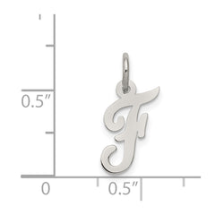 Sterling Silver Rhodium-plated Script Letter F Initial Charm QC5080F