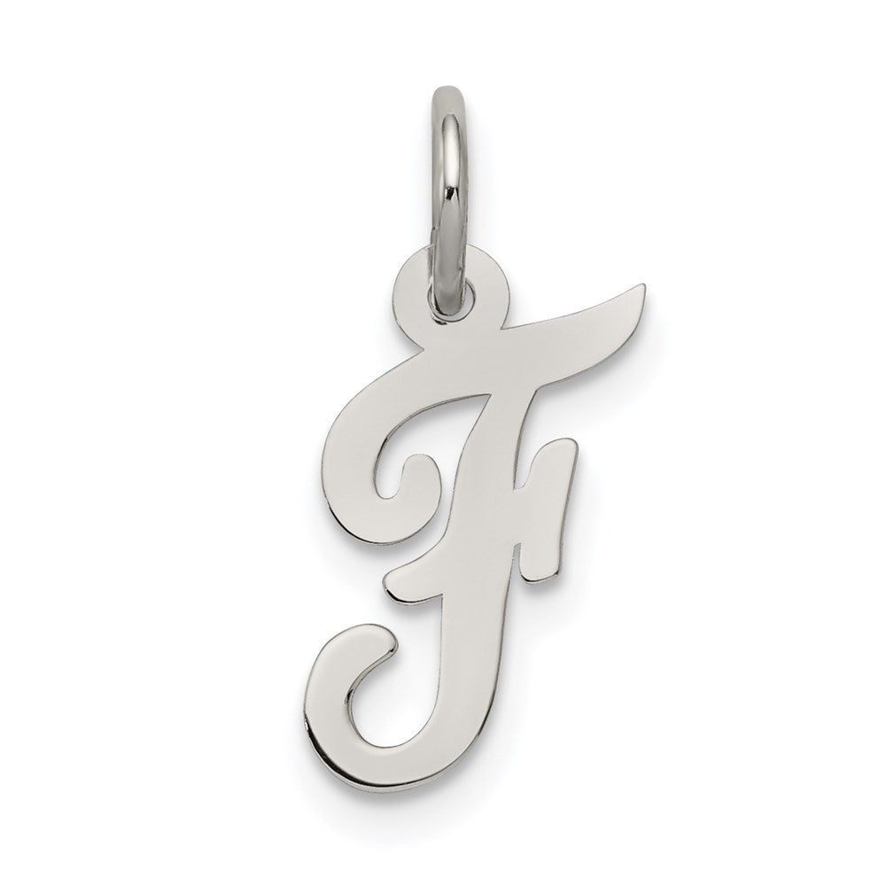 Sterling Silver Rhodium-plated Script Letter F Initial Charm QC5080F