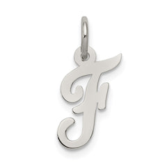 Sterling Silver Rhodium-plated Script Letter F Initial Charm QC5080F