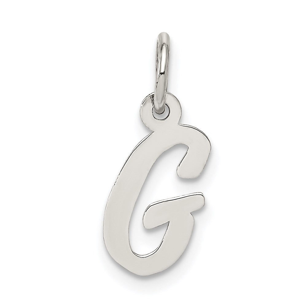 Sterling Silver Rhodium-plated Script Letter G Initial Charm QC5080G