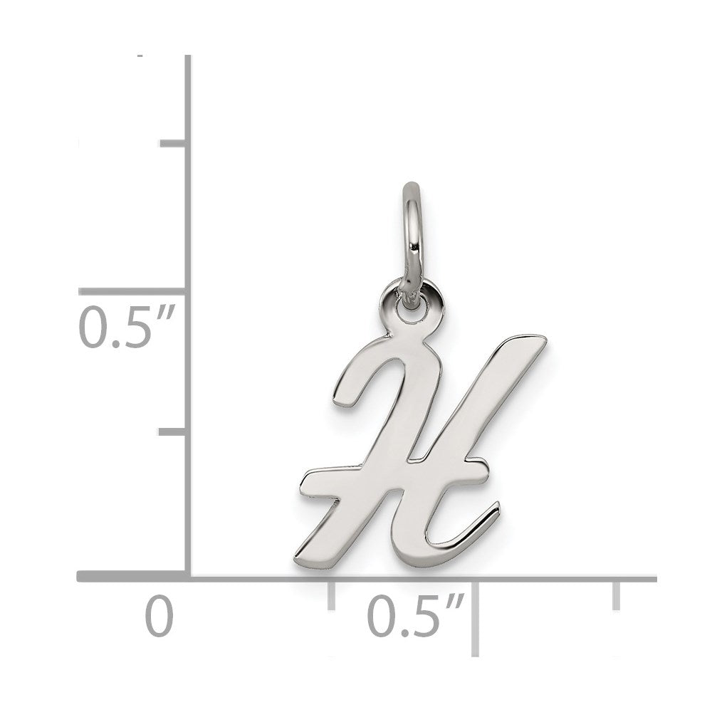 Sterling Silver Rhodium-plated Script Letter H Initial Charm QC5080H