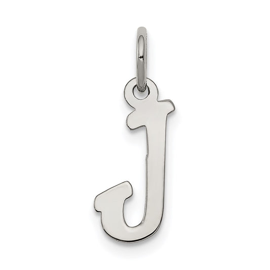 Sterling Silver Rhodium-plated Script Letter J Initial Charm QC5080J