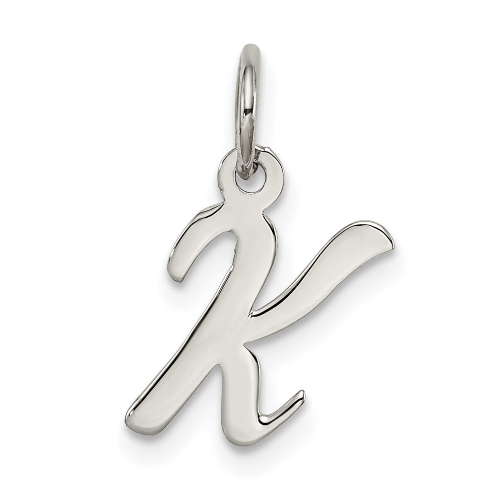 Sterling Silver Rhodium-plated Script Letter K Initial Charm QC5080K