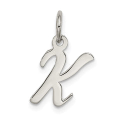Sterling Silver Rhodium-plated Script Letter K Initial Charm QC5080K