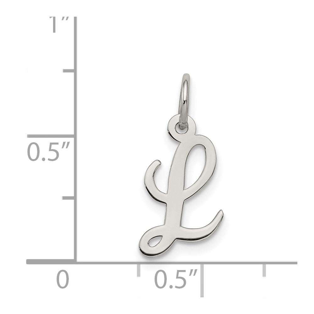 Sterling Silver Rhodium-plated Script Letter L Initial Charm QC5080L
