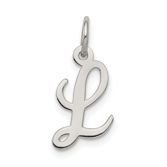 Sterling Silver Rhodium-plated Script Letter L Initial Charm QC5080L