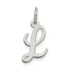 Sterling Silver Rhodium-plated Script Letter L Initial Charm QC5080L