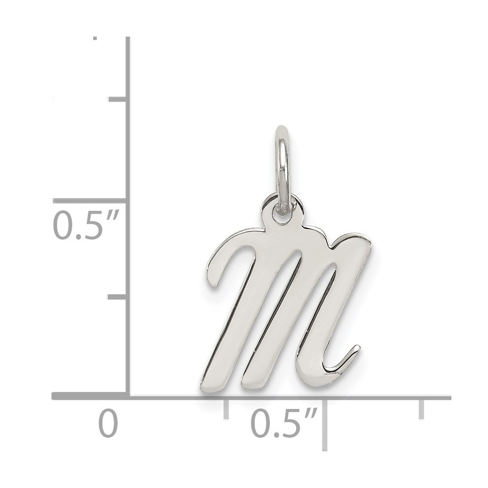 Sterling Silver Rhodium-plated Script Letter M Initial Charm QC5080M