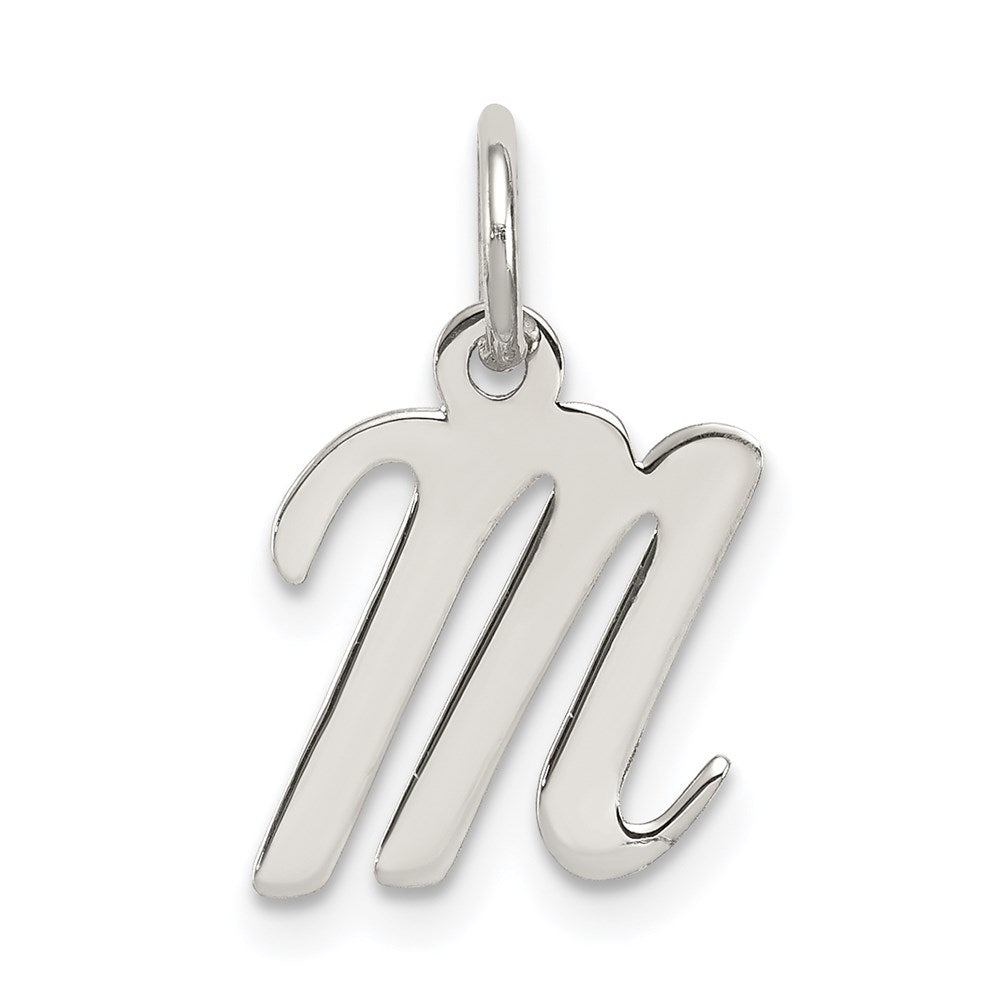 Sterling Silver Rhodium-plated Script Letter M Initial Charm QC5080M
