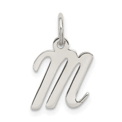 Sterling Silver Rhodium-plated Script Letter M Initial Charm QC5080M
