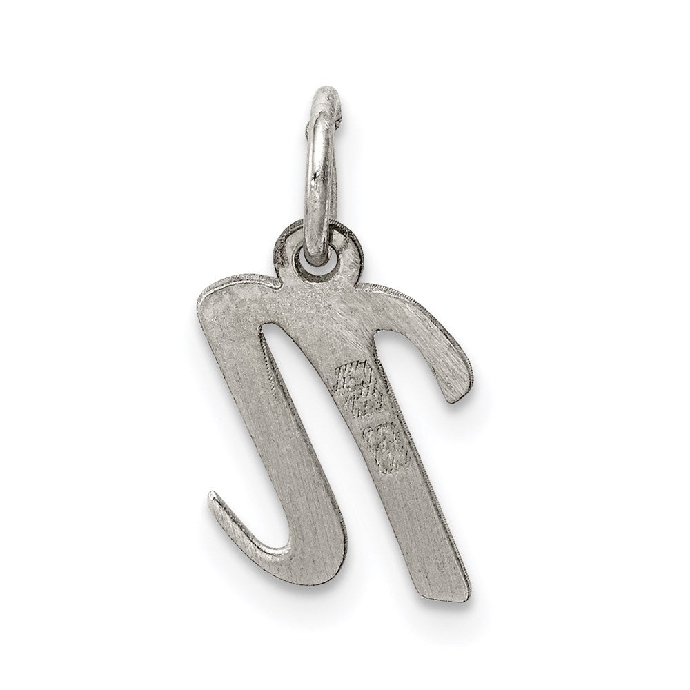 Sterling Silver Rhodium-plated Script Letter N Initial Charm QC5080N
