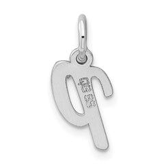 Sterling Silver Rhodium-plated Script Letter P Initial Charm QC5080P